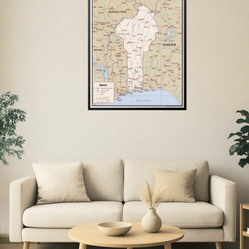 Benin Political Poster Map – West Africa Borders, Roads & Capitals picture