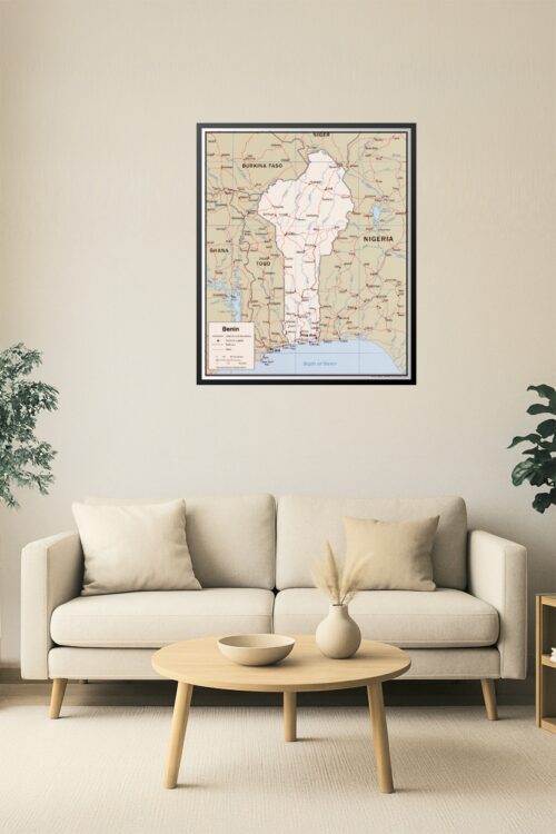 Benin Political Poster Map – West Africa Borders, Roads & Capitals picture