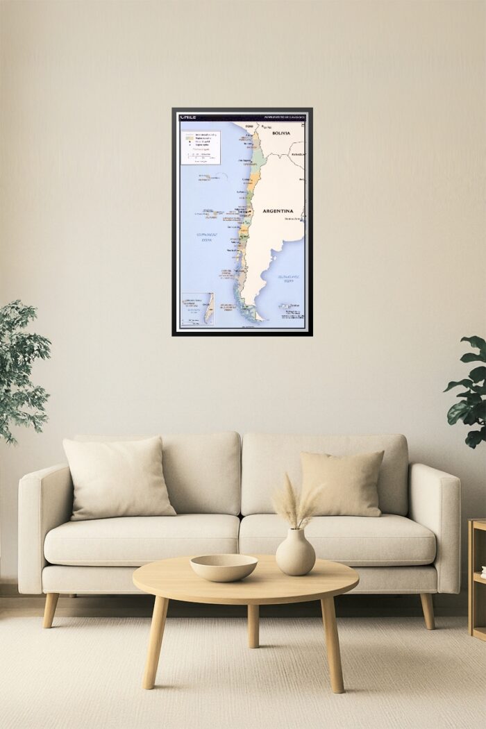 Chile Administrative Poster Map – 15 Regions, Capitals & Boundaries picture
