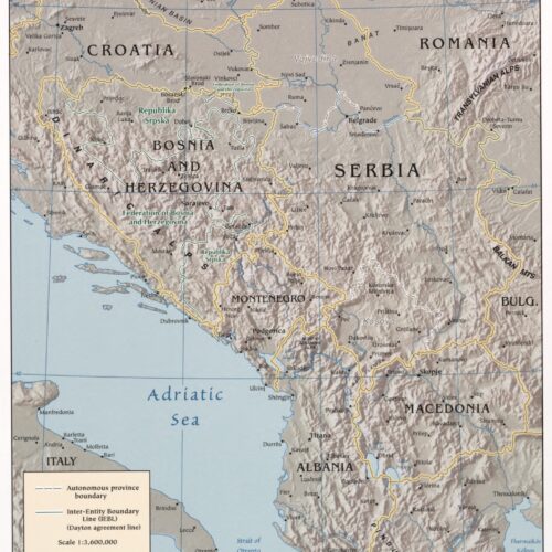 Central Balkan Region Poster – Topography & Political Boundaries picture