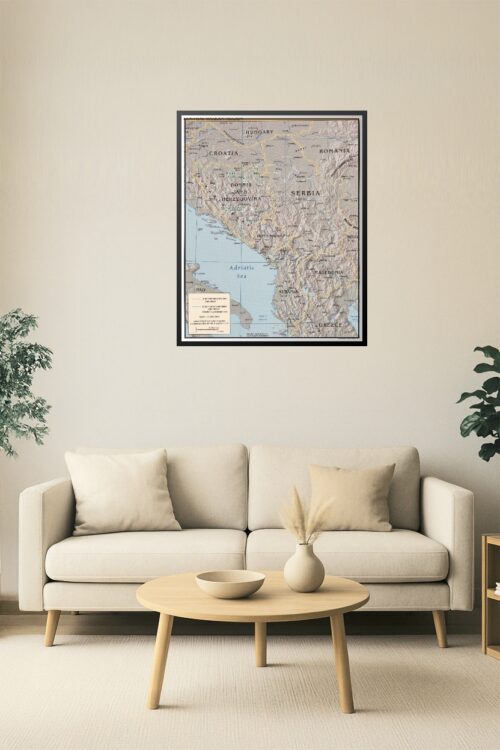 Central Balkan Region Poster – Topography & Political Boundaries picture