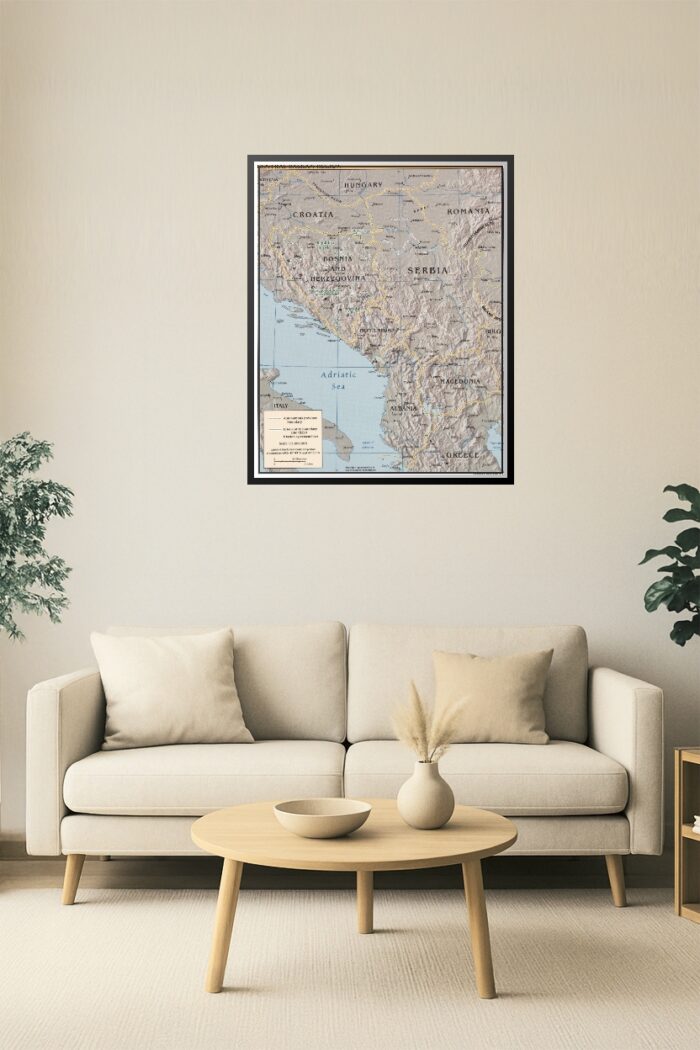 Central Balkan Region Poster – Topography & Political Boundaries picture