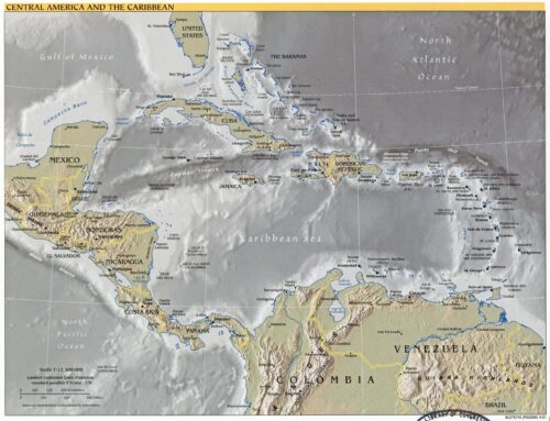 Central America & Caribbean Relief Poster – Detailed Political and Terrain View picture