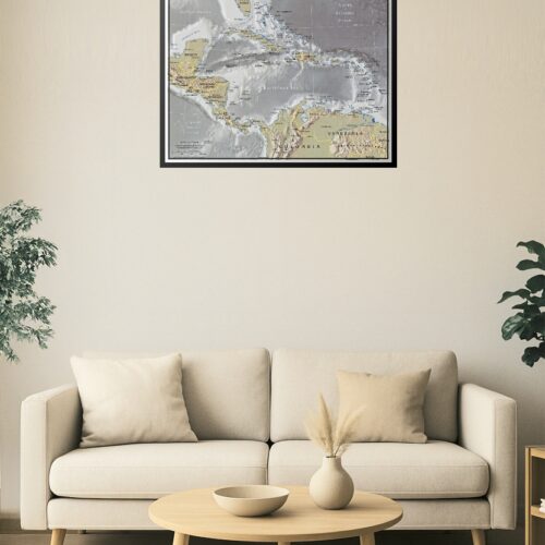 Central America & Caribbean Relief Poster – Detailed Political and Terrain View picture