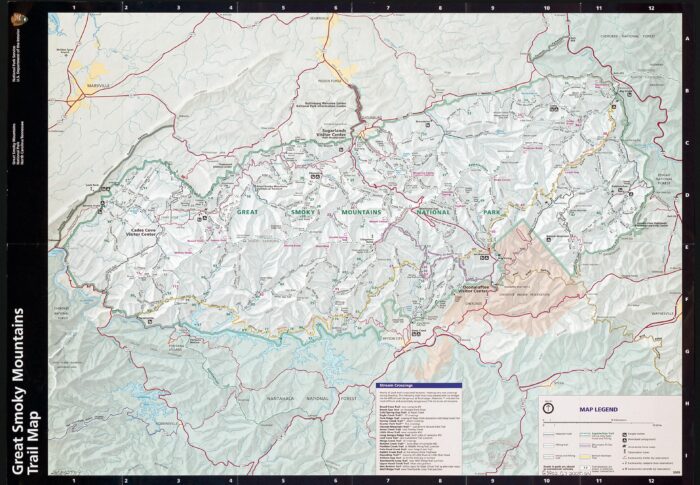 Great Smoky Mountains National Park Trail Poster – Hiking & Visitor Centers picture