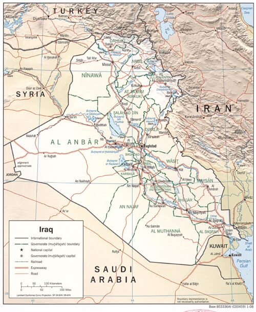 Iraq Wall Map – Political & Geographical Governorate Boundaries picture