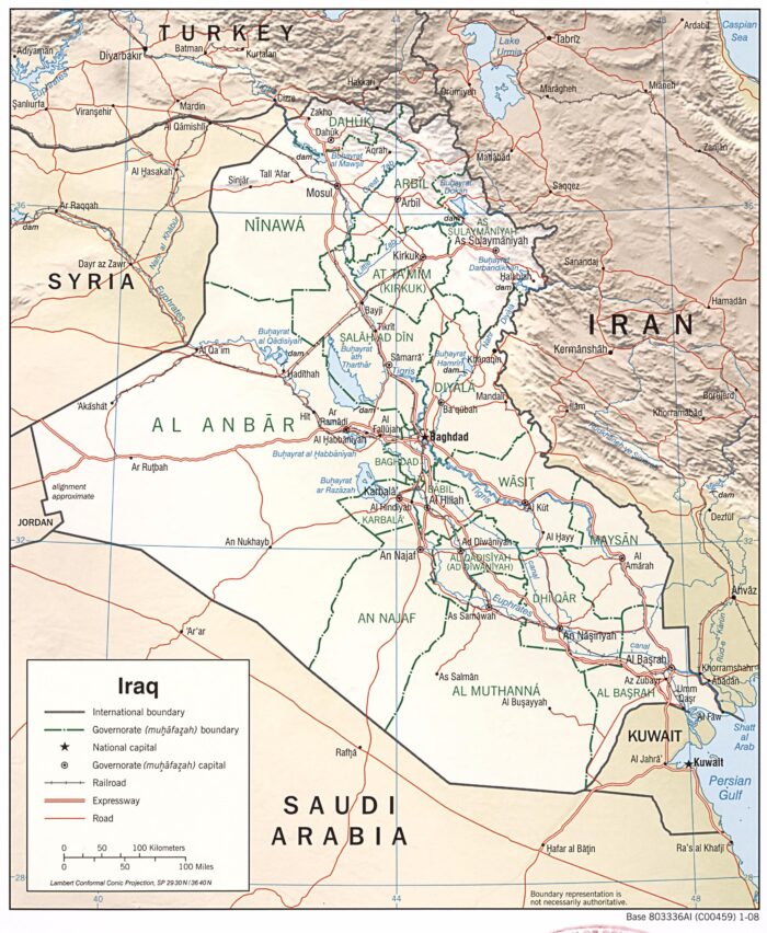 Iraq Wall Map – Political & Geographical Governorate Boundaries picture