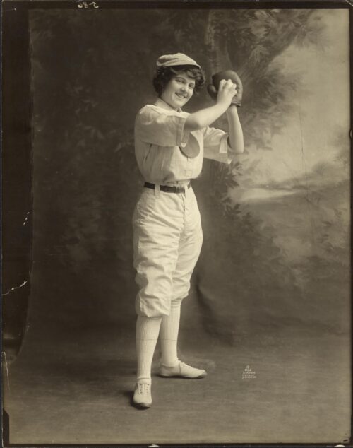 Vintage Female Baseball Player Portrait – Early 1900s Studio Photo picture