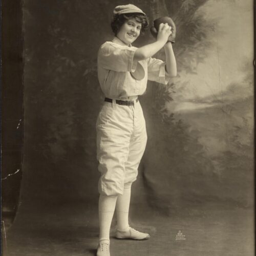 Vintage Female Baseball Player Portrait – Early 1900s Studio Photo picture