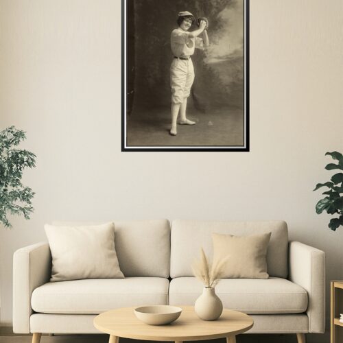 Vintage Female Baseball Player Portrait – Early 1900s Studio Photo picture