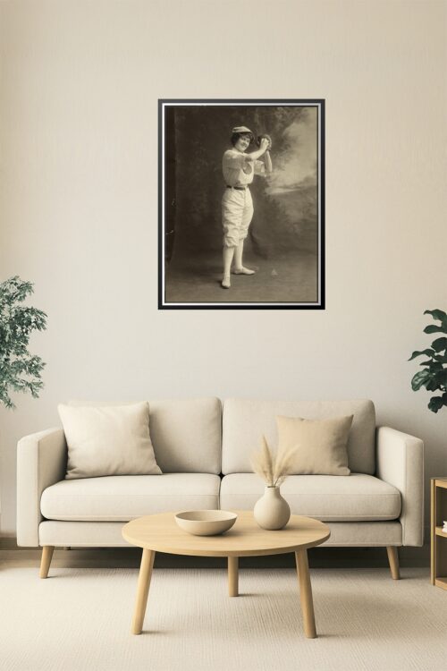 Vintage Female Baseball Player Portrait – Early 1900s Studio Photo picture