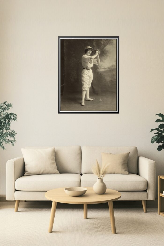 Vintage Female Baseball Player Portrait – Early 1900s Studio Photo picture