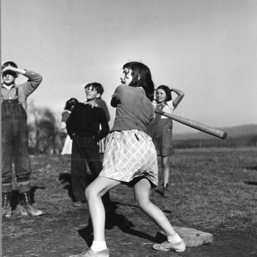 Vintage 1941 Girl Playing Baseball – Dailey, West Virginia picture
