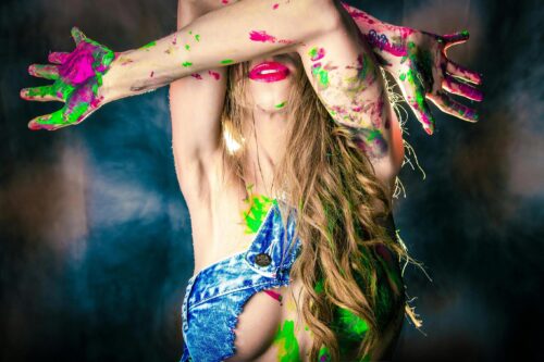 Neon Body Paint Nude Art – Vibrant Photography picture