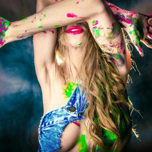 Neon Body Paint Nude Art – Vibrant Photography picture