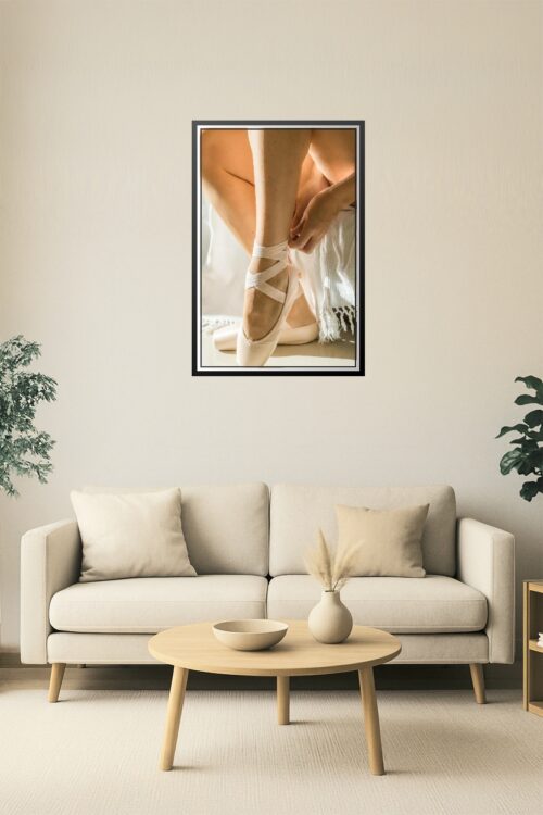 Elegance in Motion – Ballerina Pointe Shoes Close-Up Wall Art picture