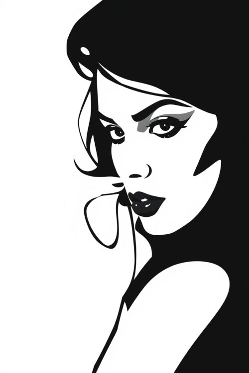 Seductive Noir Woman – Minimalist Black & White Wall Art picture