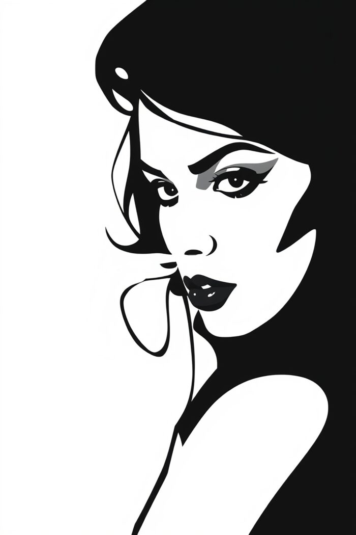 Seductive Noir Woman – Minimalist Black & White Wall Art picture