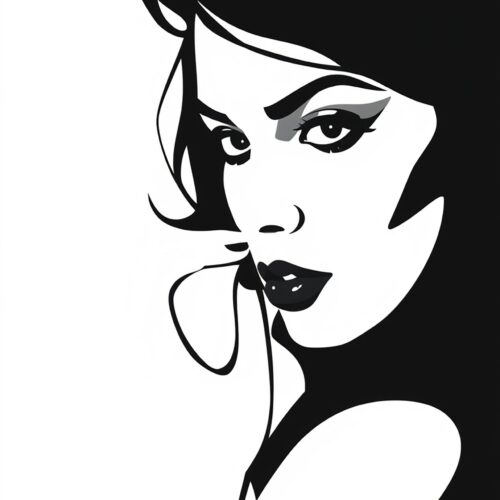 Seductive Noir Woman – Minimalist Black & White Wall Art picture