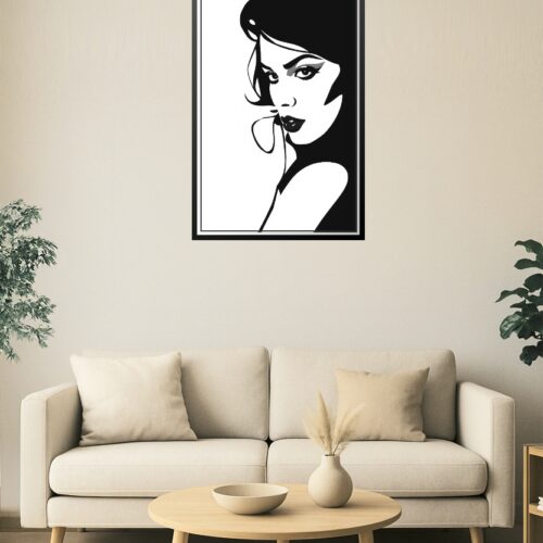 Seductive Noir Woman – Minimalist Black & White Wall Art picture