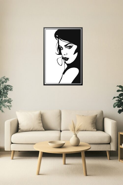 Seductive Noir Woman – Minimalist Black & White Wall Art picture