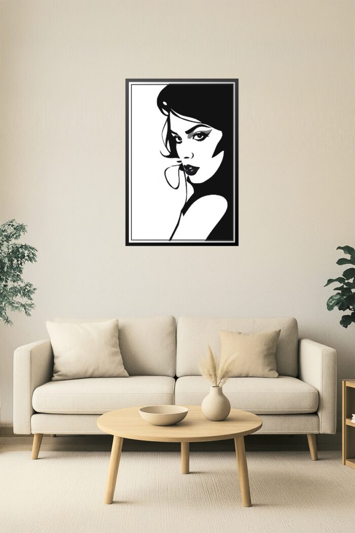 Seductive Noir Woman – Minimalist Black & White Wall Art picture