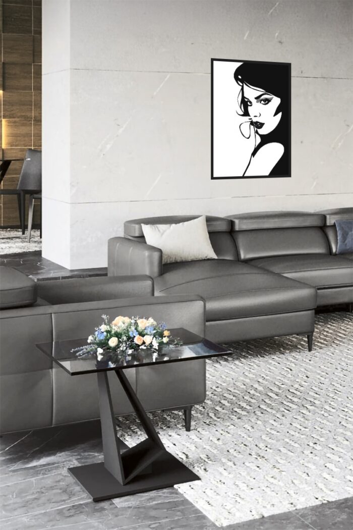 Seductive Noir Woman – Minimalist Black & White Wall Art picture