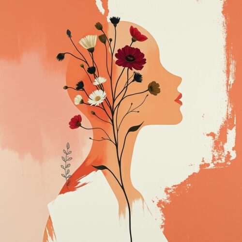 Floral Silhouette Art Poster – Abstract Woman with Wildflowers, Modern Minimalist Wall Decor picture