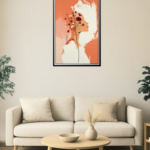 Floral Silhouette Art Poster – Abstract Woman with Wildflowers, Modern Minimalist Wall Decor picture