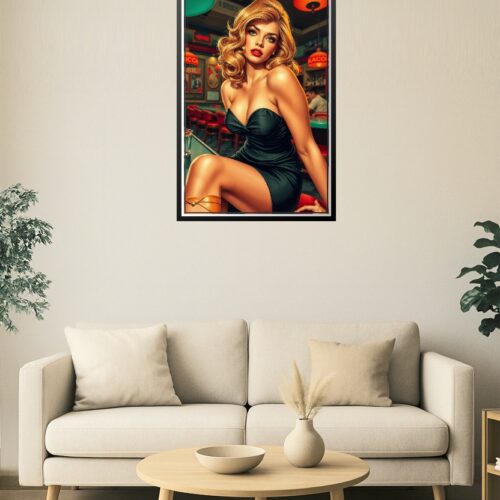 Vintage Blonde Bombshell Poster – Retro Glamour at the Diner picture