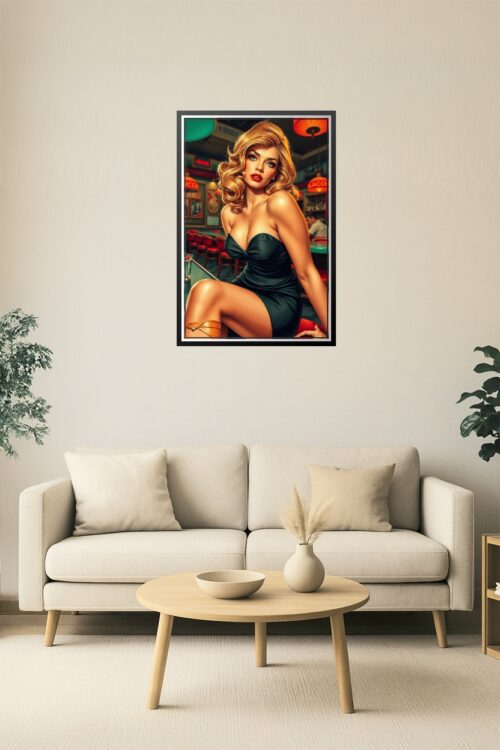 Vintage Blonde Bombshell Poster – Retro Glamour at the Diner picture