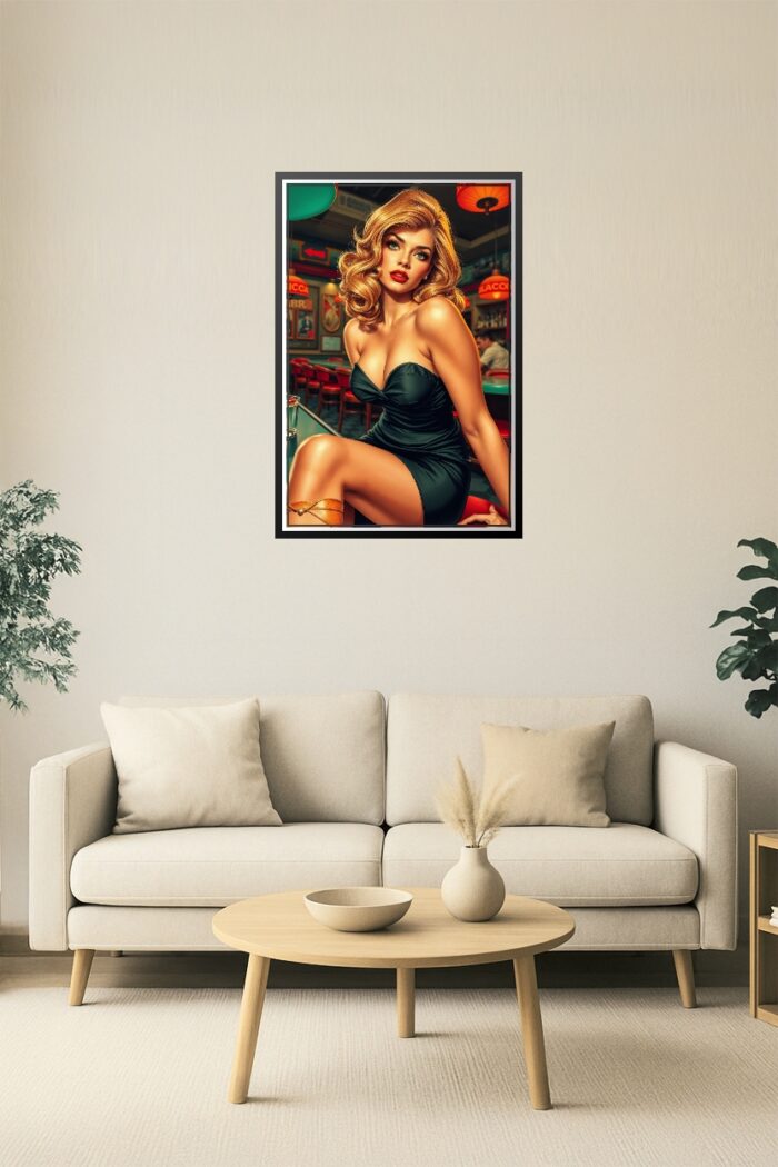 Vintage Blonde Bombshell Poster – Retro Glamour at the Diner picture