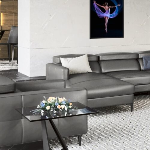 Elegant Ballerina in Motion Poster – Purple Flow on Black picture