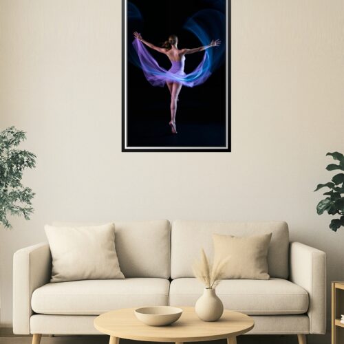 Elegant Ballerina in Motion Poster – Purple Flow on Black picture