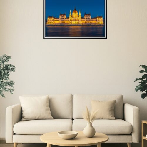 Budapest Parliament Nightscape Poster – Illuminated Landmark Art picture