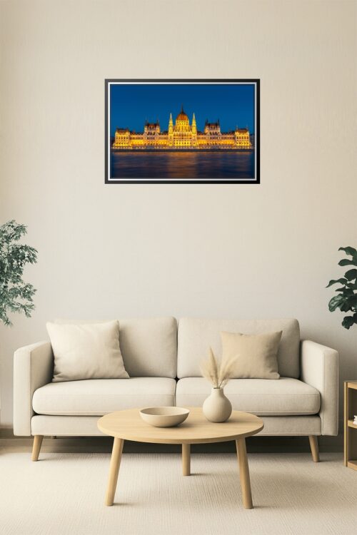 Budapest Parliament Nightscape Poster – Illuminated Landmark Art picture