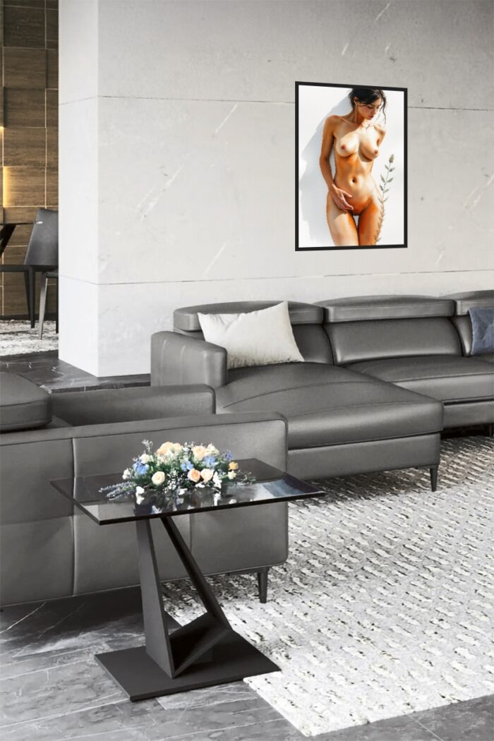Elegant Floral Nude Female Wall Art – Artistic Floral Nude Painting for Adult Decor picture