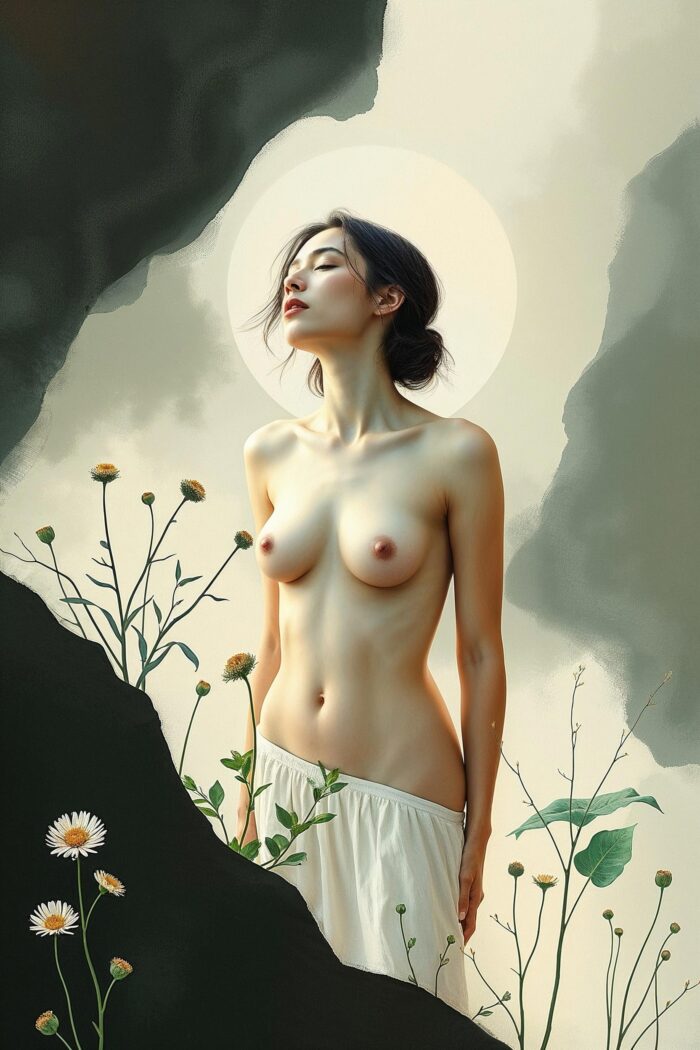 Elegant Nude Woman in Nature – Serene Fine Art Print picture