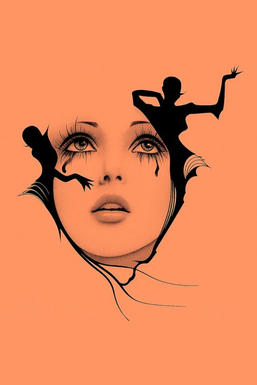 Surreal Pop Art Portrait – Dreamlike Feminine Expression with Abstract Figures picture