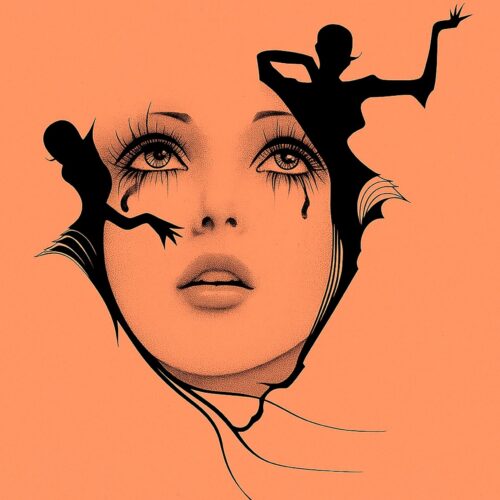 Surreal Pop Art Portrait – Dreamlike Feminine Expression with Abstract Figures picture