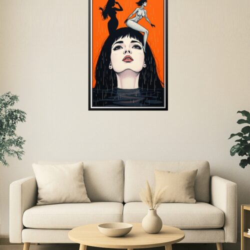 Surreal Pop Art Portrait – Female Mindscape in Orange Rain picture
