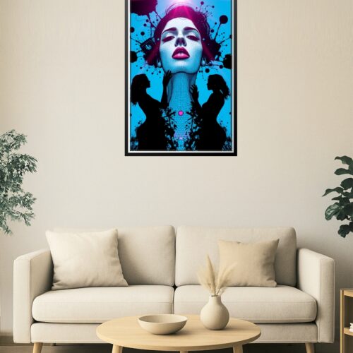 Futuristic Surreal Nude Silhouettes – Infrared Blue Abstract Art picture