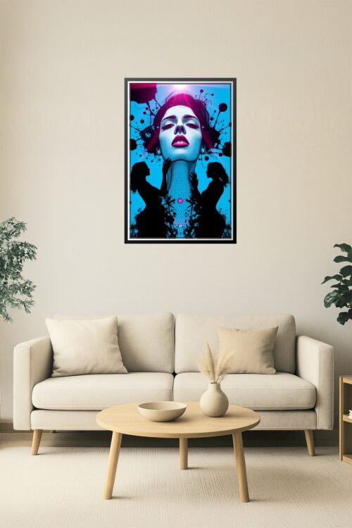 Futuristic Surreal Nude Silhouettes – Infrared Blue Abstract Art picture