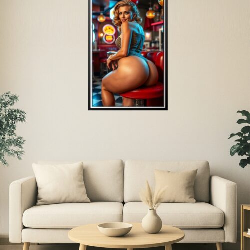 Retro Diner Glamour Poster – Sensual Pin-Up Style Photography picture