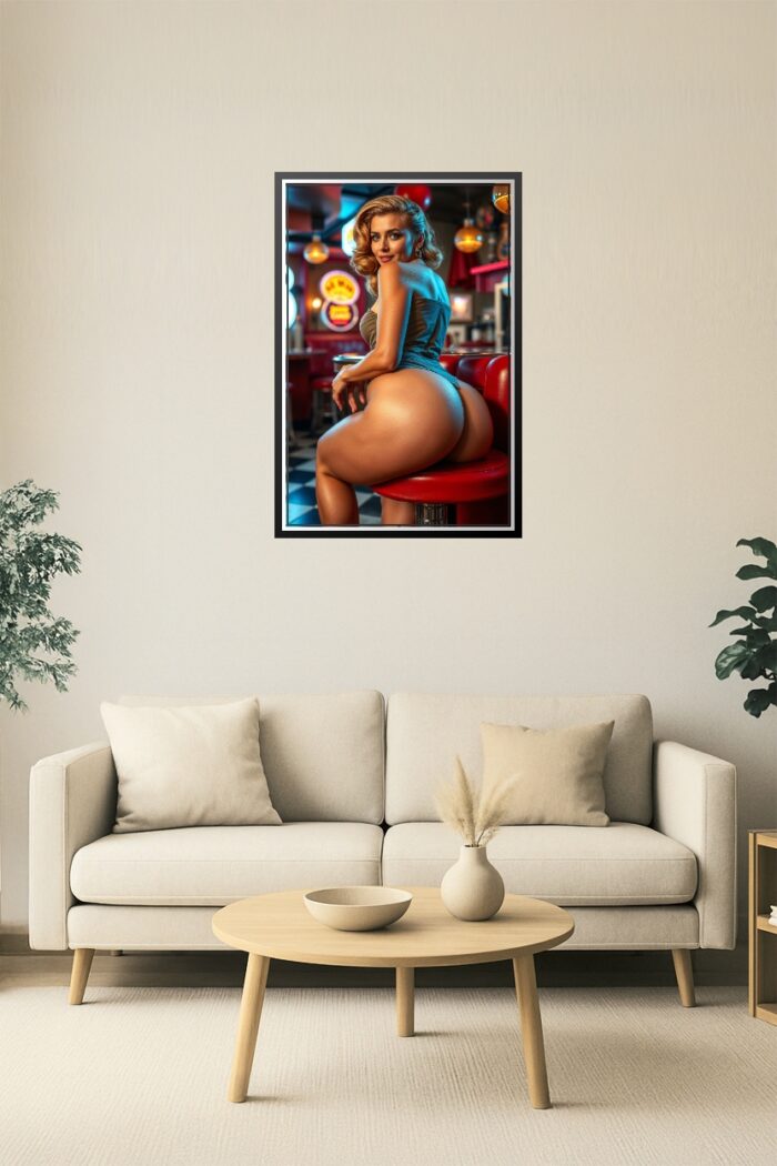 Retro Diner Glamour Poster – Sensual Pin-Up Style Photography picture