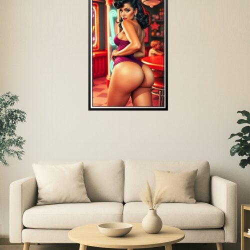 Retro Glamour Pin-Up Girl – Sensual 50s-Style Erotic Poster Art picture