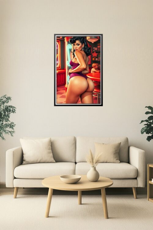 Retro Glamour Pin-Up Girl – Sensual 50s-Style Erotic Poster Art picture