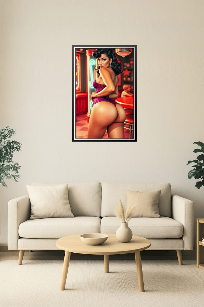 Retro Glamour Pin-Up Girl – Sensual 50s-Style Erotic Poster Art picture