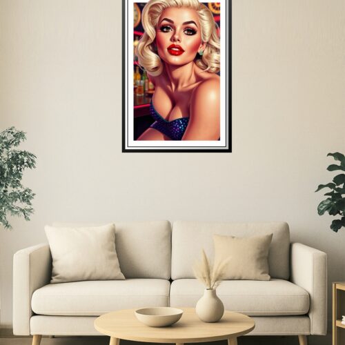 Sultry Blonde Pin-Up Glam – Sensual Retro Art Poster for Adults picture