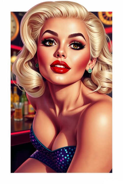 Sultry Blonde Pin-Up Glam – Sensual Retro Art Poster for Adults picture